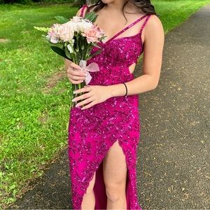 Sherri Hill #55403 Sequin Dress | Fuschia